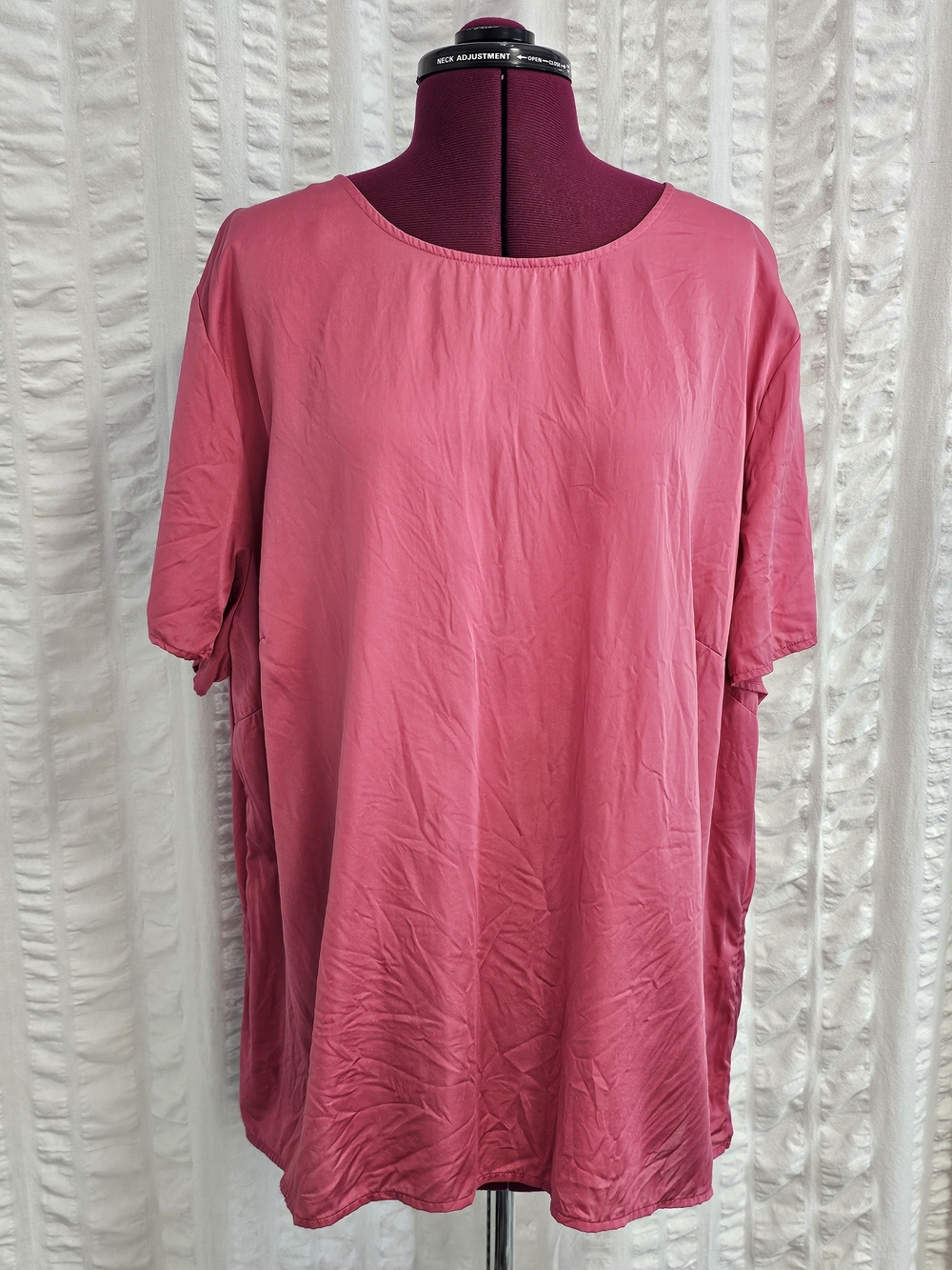 Style & Co Silk Women's Rose Pink Short Sleeve Blouse Plus Size